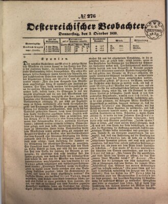 Der Oesterreichische Beobachter Donnerstag 3. Oktober 1839