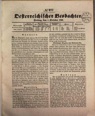 Der Oesterreichische Beobachter Freitag 4. Oktober 1839