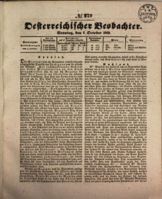 Der Oesterreichische Beobachter Sonntag 6. Oktober 1839