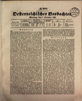 Der Oesterreichische Beobachter Montag 7. Oktober 1839