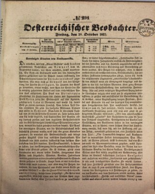 Der Oesterreichische Beobachter Freitag 18. Oktober 1839