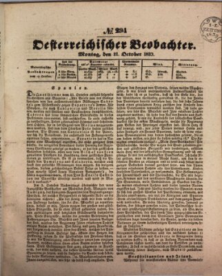 Der Oesterreichische Beobachter Montag 21. Oktober 1839