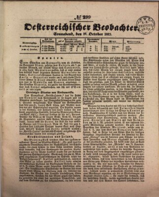 Der Oesterreichische Beobachter Samstag 26. Oktober 1839