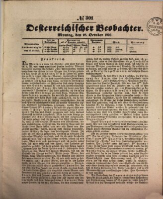 Der Oesterreichische Beobachter Montag 28. Oktober 1839