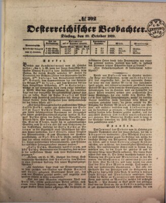 Der Oesterreichische Beobachter Dienstag 29. Oktober 1839