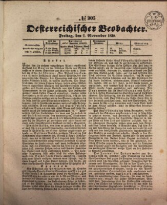 Der Oesterreichische Beobachter Freitag 1. November 1839