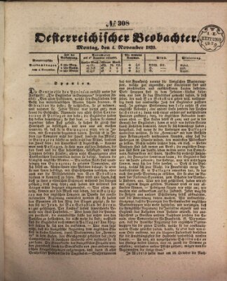 Der Oesterreichische Beobachter Montag 4. November 1839