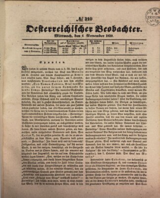 Der Oesterreichische Beobachter Mittwoch 6. November 1839