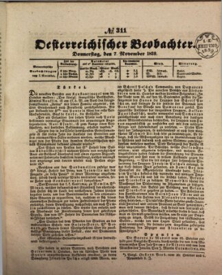 Der Oesterreichische Beobachter Donnerstag 7. November 1839