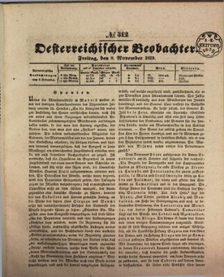 Der Oesterreichische Beobachter Freitag 8. November 1839