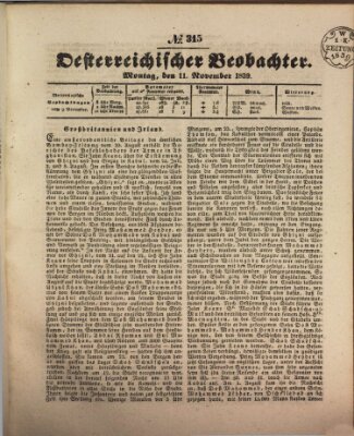 Der Oesterreichische Beobachter Montag 11. November 1839