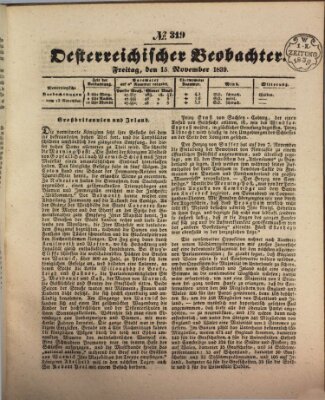 Der Oesterreichische Beobachter Freitag 15. November 1839