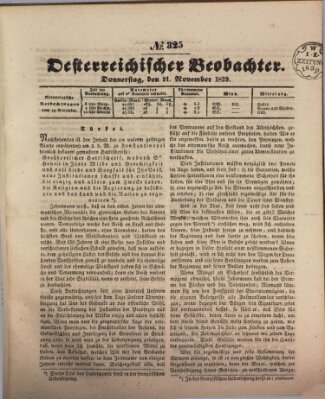 Der Oesterreichische Beobachter Donnerstag 21. November 1839