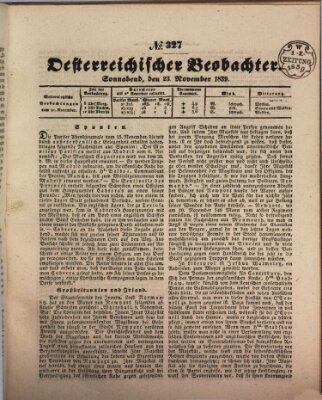 Der Oesterreichische Beobachter Samstag 23. November 1839