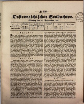 Der Oesterreichische Beobachter Montag 25. November 1839