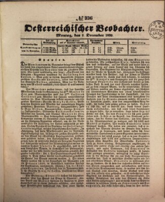 Der Oesterreichische Beobachter Montag 2. Dezember 1839