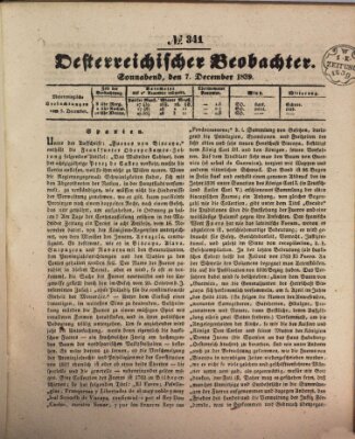 Der Oesterreichische Beobachter Samstag 7. Dezember 1839