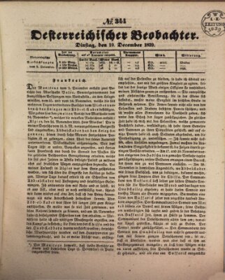 Der Oesterreichische Beobachter Dienstag 10. Dezember 1839