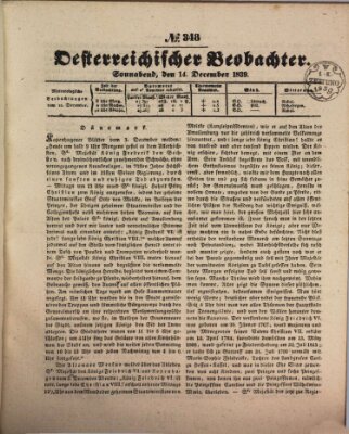 Der Oesterreichische Beobachter Samstag 14. Dezember 1839