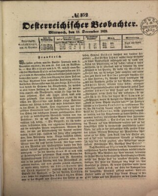 Der Oesterreichische Beobachter Mittwoch 18. Dezember 1839