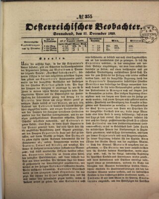 Der Oesterreichische Beobachter Samstag 21. Dezember 1839