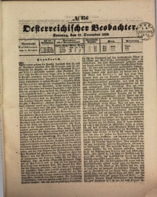 Der Oesterreichische Beobachter Sonntag 22. Dezember 1839