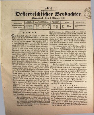 Der Oesterreichische Beobachter Samstag 4. Januar 1840