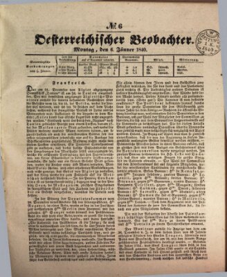 Der Oesterreichische Beobachter Montag 6. Januar 1840