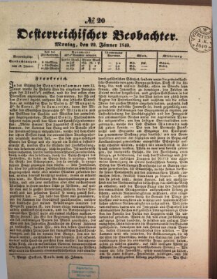 Der Oesterreichische Beobachter Montag 20. Januar 1840