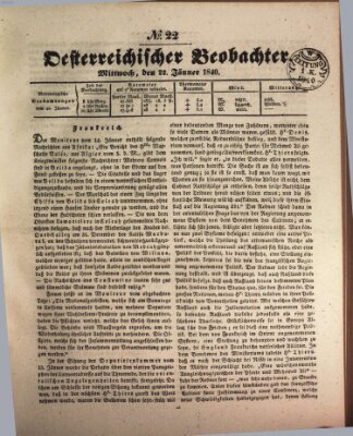 Der Oesterreichische Beobachter Mittwoch 22. Januar 1840