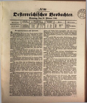 Der Oesterreichische Beobachter Sonntag 26. Januar 1840