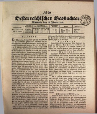 Der Oesterreichische Beobachter Mittwoch 29. Januar 1840