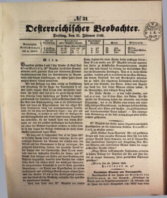 Der Oesterreichische Beobachter Freitag 31. Januar 1840