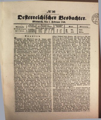 Der Oesterreichische Beobachter Mittwoch 5. Februar 1840