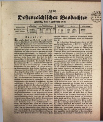 Der Oesterreichische Beobachter Freitag 7. Februar 1840