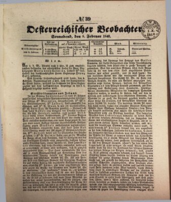 Der Oesterreichische Beobachter Samstag 8. Februar 1840