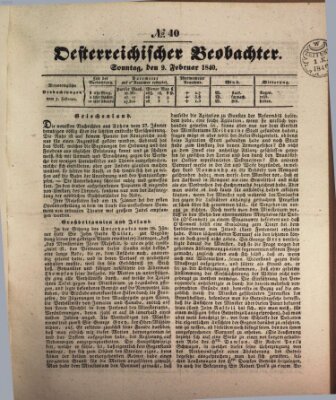 Der Oesterreichische Beobachter Sonntag 9. Februar 1840