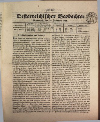 Der Oesterreichische Beobachter Mittwoch 19. Februar 1840