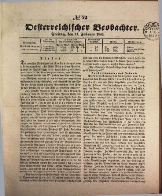 Der Oesterreichische Beobachter Freitag 21. Februar 1840