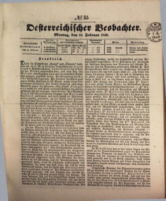 Der Oesterreichische Beobachter Montag 24. Februar 1840