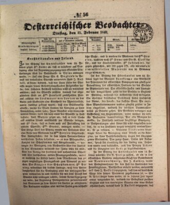 Der Oesterreichische Beobachter Dienstag 25. Februar 1840