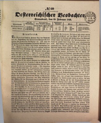 Der Oesterreichische Beobachter Samstag 29. Februar 1840