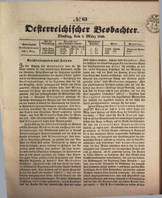 Der Oesterreichische Beobachter Dienstag 3. März 1840