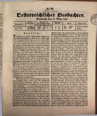 Der Oesterreichische Beobachter Mittwoch 11. März 1840