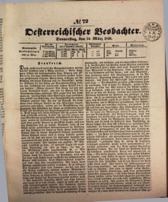 Der Oesterreichische Beobachter Donnerstag 12. März 1840