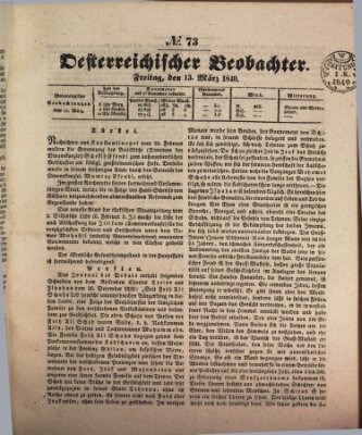 Der Oesterreichische Beobachter Freitag 13. März 1840