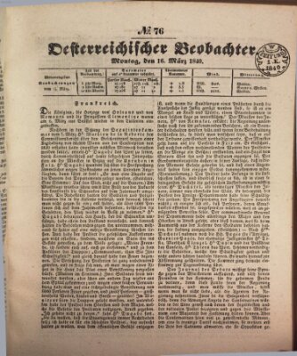 Der Oesterreichische Beobachter Montag 16. März 1840