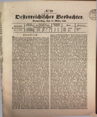 Der Oesterreichische Beobachter Donnerstag 19. März 1840