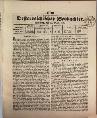 Der Oesterreichische Beobachter Montag 30. März 1840