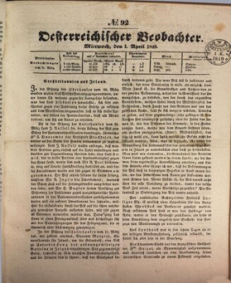 Der Oesterreichische Beobachter Mittwoch 1. April 1840